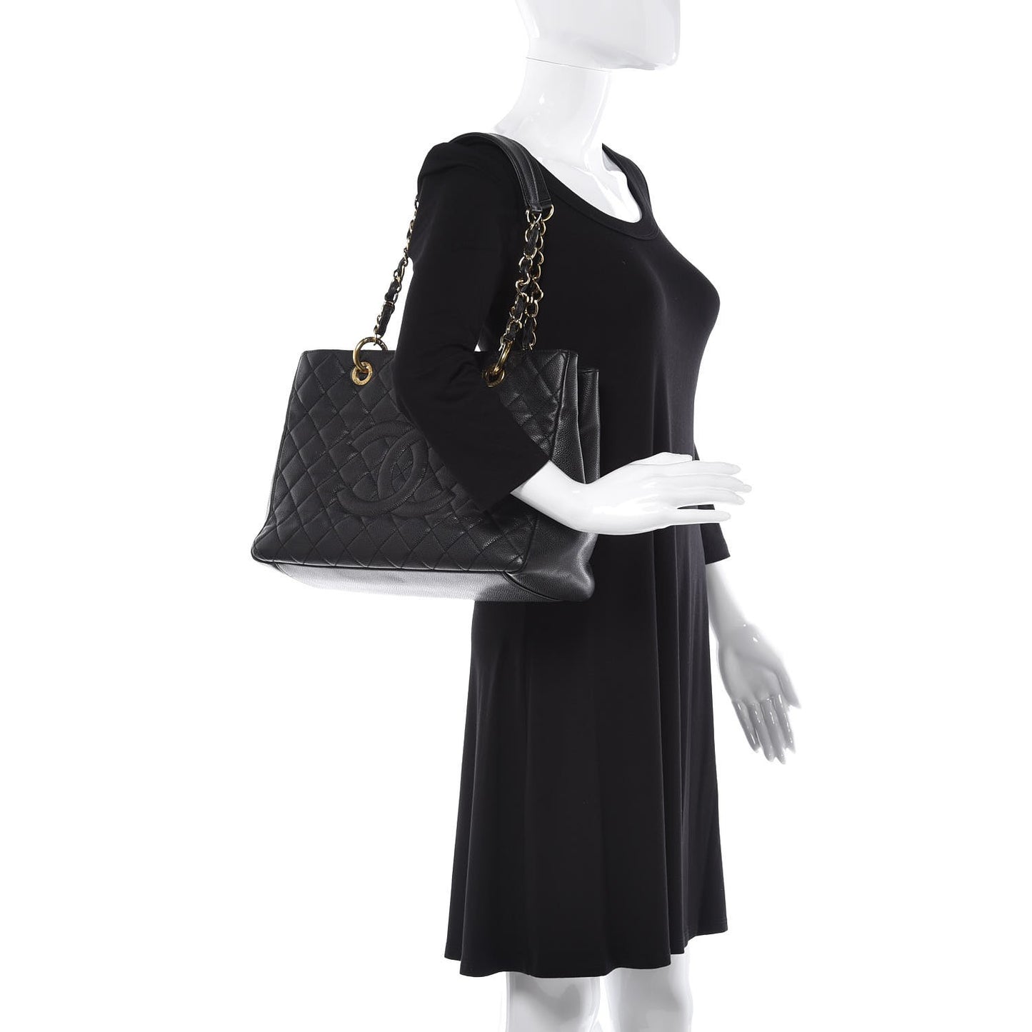 Caviar Quilted Grand Shopping Tote GST Black