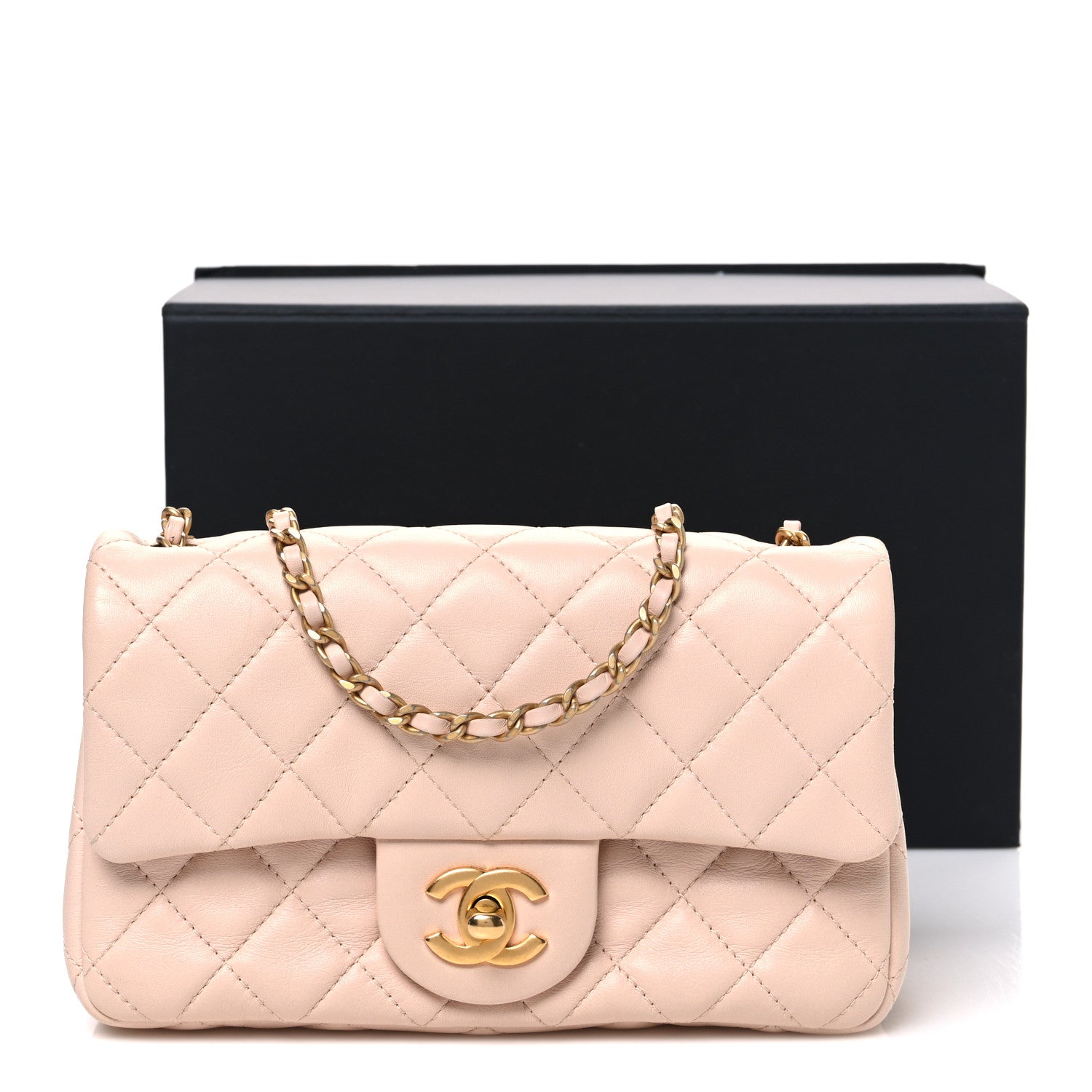 Chanel Lambskin Quilted Mini Rectangular Pearl Crush Flap Beige 11 of 11