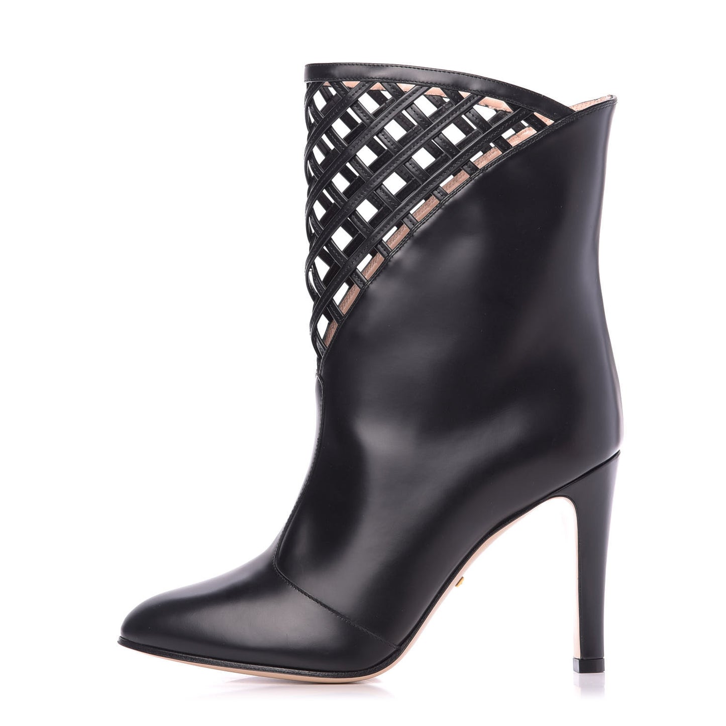 Plume Calfskin Damir Lattice Cutout Boots 38 Black