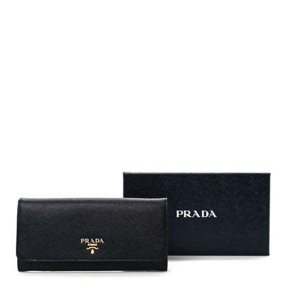 Prada Saffiano Metal Continental Flap Wallet Black 17 of 18