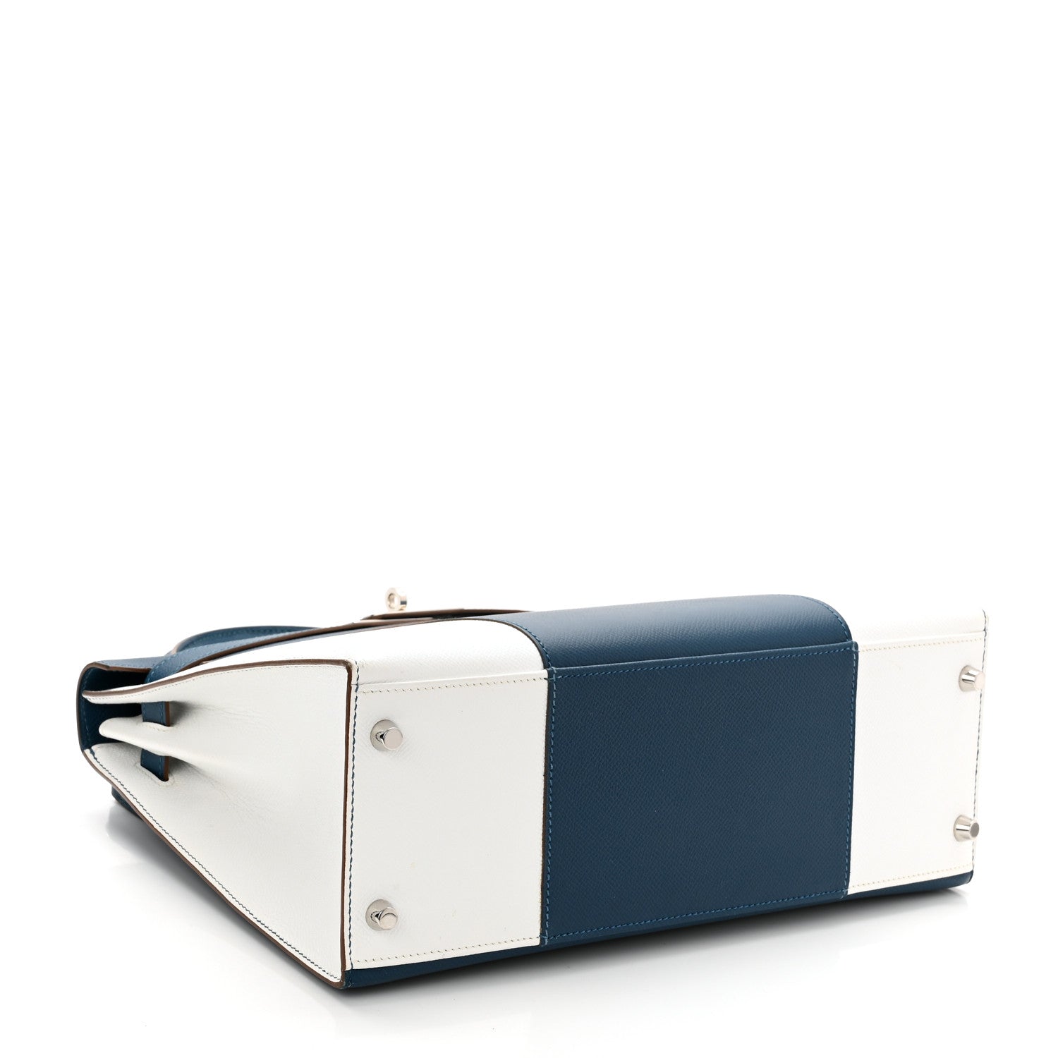 Hermes Epsom Kelly Flag Sellier 32 Bleu Thalassa White 4 of 18