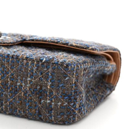 Chanel Tweed Quilted Medium Double Flap Brown Blue 10 of 10