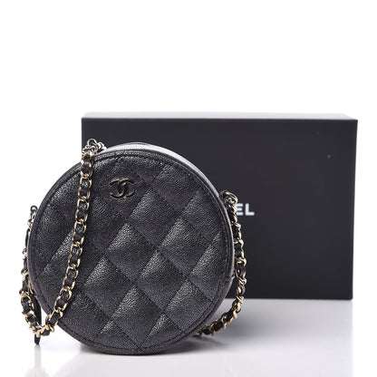 Chanel Iridescent Caviar Quilted Round Clutch With Chain Black 10 of 10