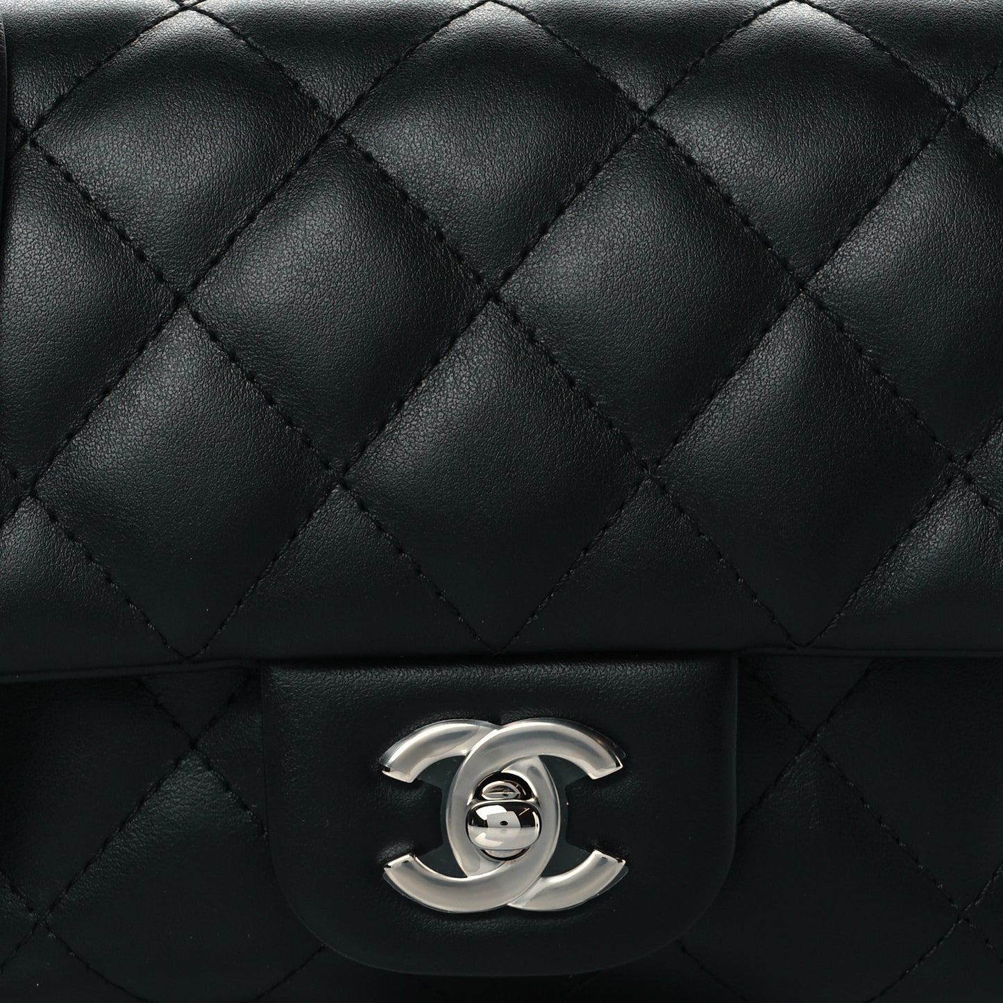 Calfskin Quilted CC Uniform Flap Belt Bag Black