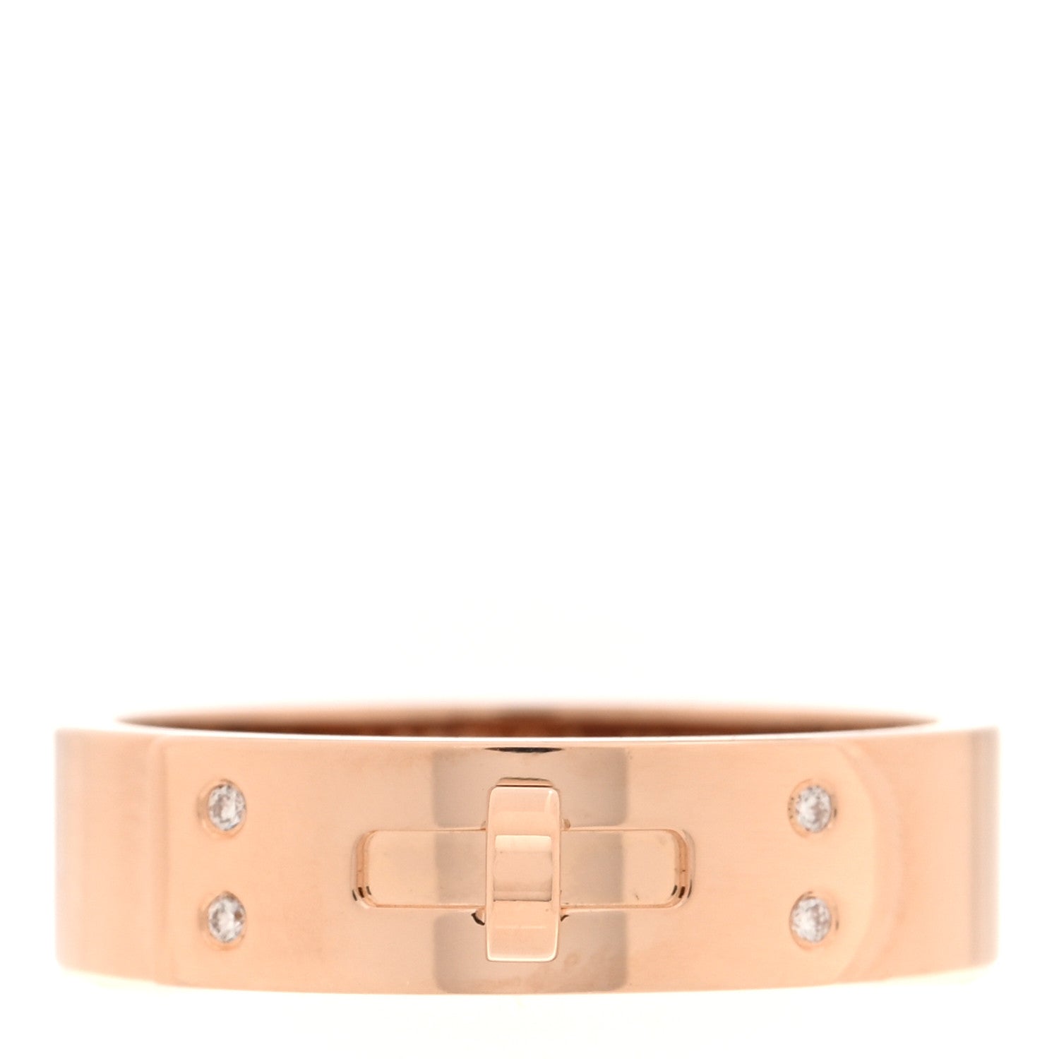 Hermes 18K Rose Gold Diamond PM Kelly Ring 52 6 1 of 5