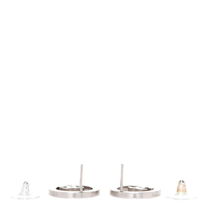 Chanel Crystal CC Round Earrings Silver 3 of 6