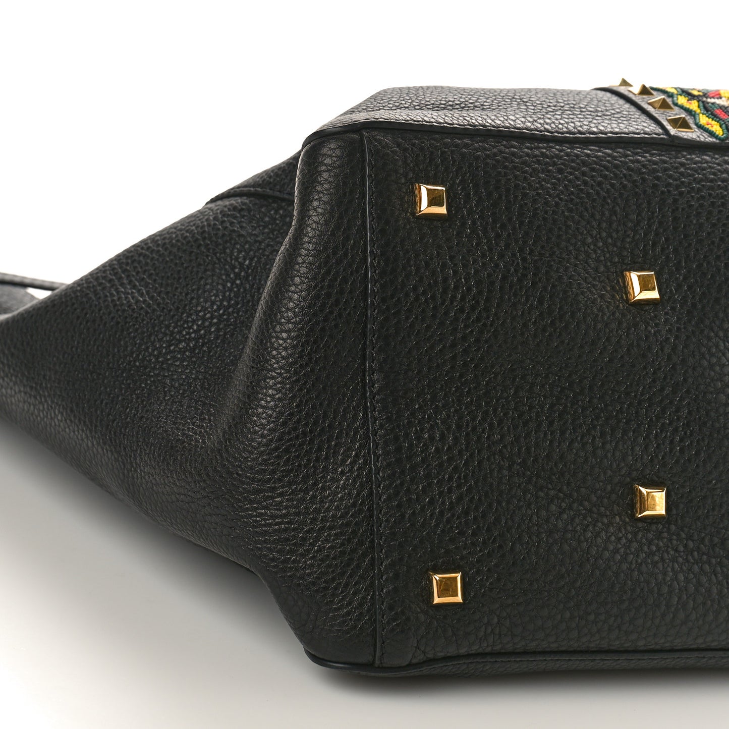 Grained Calfskin Jamaica Beaded My Rockstud Tote Black