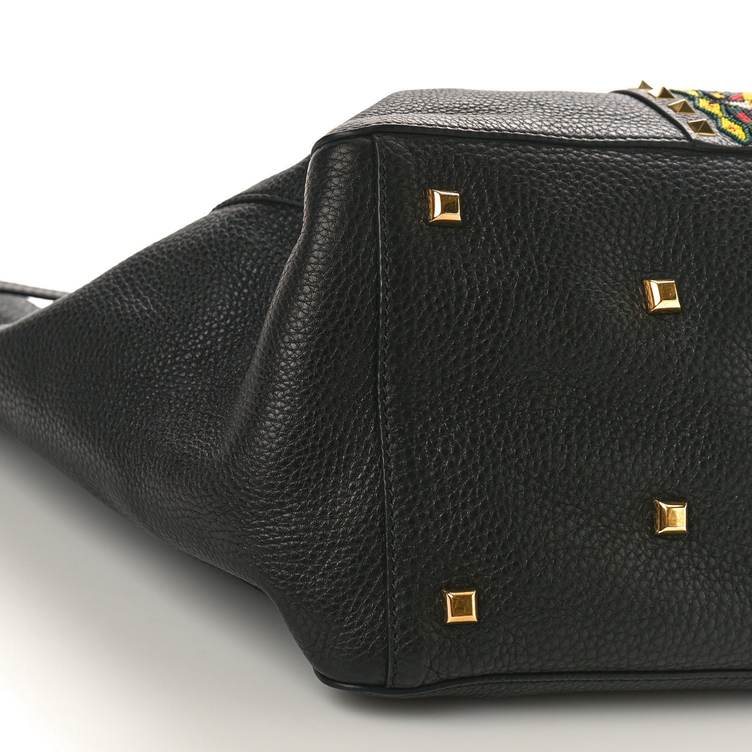 Valentino Garavani Grained Calfskin Jamaica Beaded My Rockstud Tote Black 8 of 9