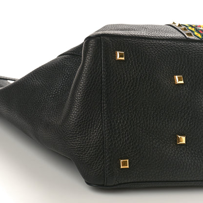 Valentino Garavani Grained Calfskin Jamaica Beaded My Rockstud Tote Black 8 of 9