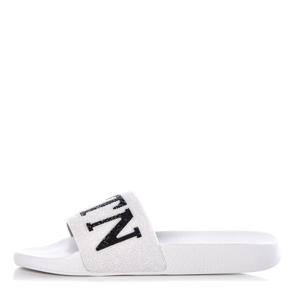 Valentino Garavani Rubber Swarovski VLTN Pool Slide Sandals 39 White 1 of 8