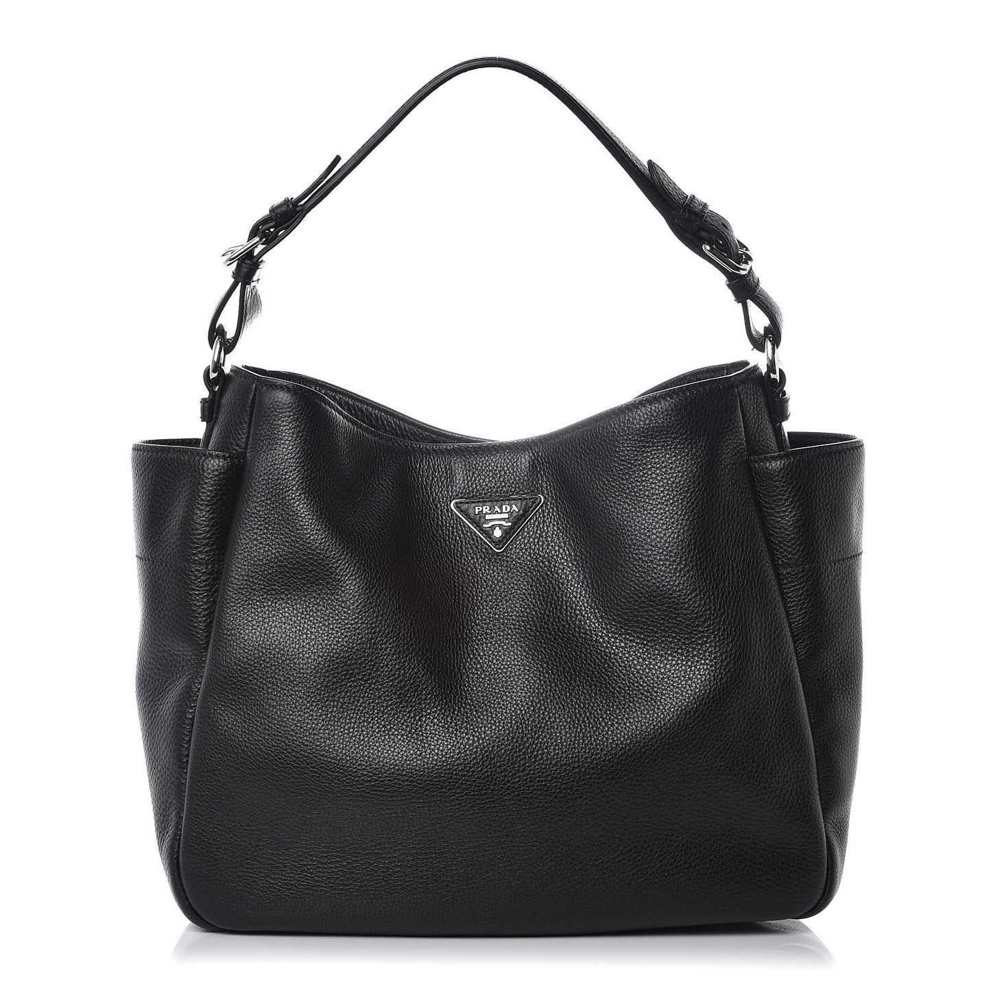 Vitello Daino Side Pocket Hobo Nero Black