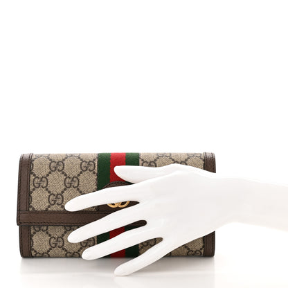 Gucci GG Supreme Monogram Web Ophidia Continental Wallet Brown 2 of 9