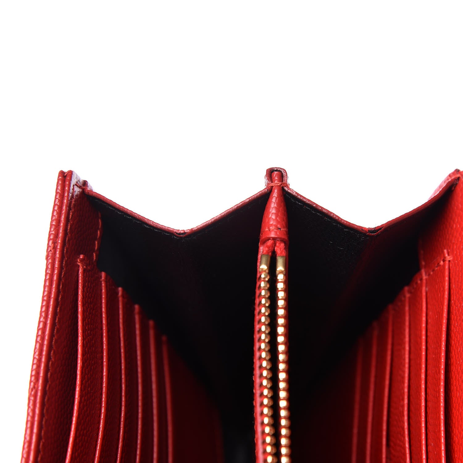 Saint Laurent Grain De Poudre Matelasse Chevron Monogram Chain Wallet New Red 13 of 16