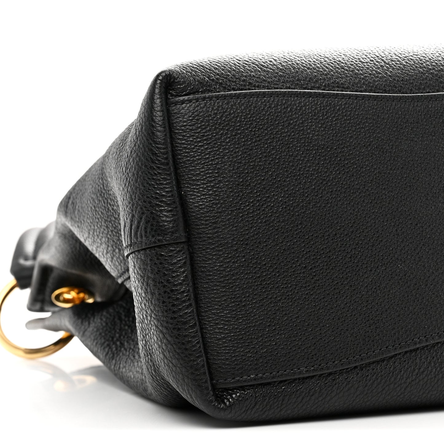 Vitello Phenix Embossed Logo Hobo Black