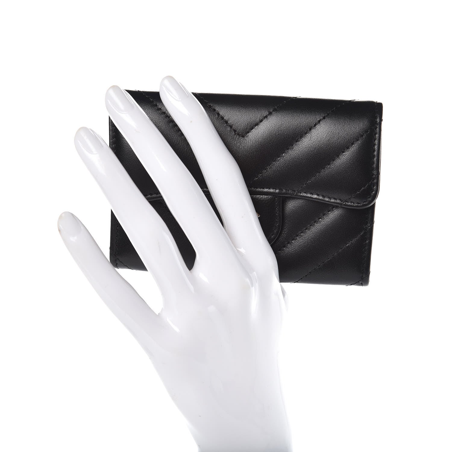 Chanel Lambskin Chevron Quilted Flap Card Holder Black 2 of 10