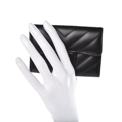 Chanel Lambskin Chevron Quilted Flap Card Holder Black 2 of 10