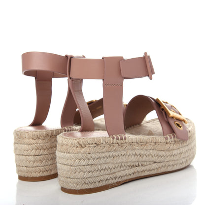 Christian Dior Calfskin D-Dior Espadrille Platform Sandals 37 Rose De Vents 4 of 10