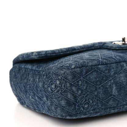 Chanel Denim Camellia Embroidered Large Flap Blue 8 of 9