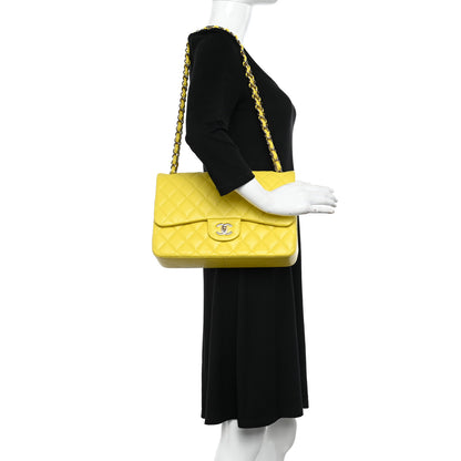 Chanel Caviar Quilted Jumbo Double Flap Yellow 2 of 11