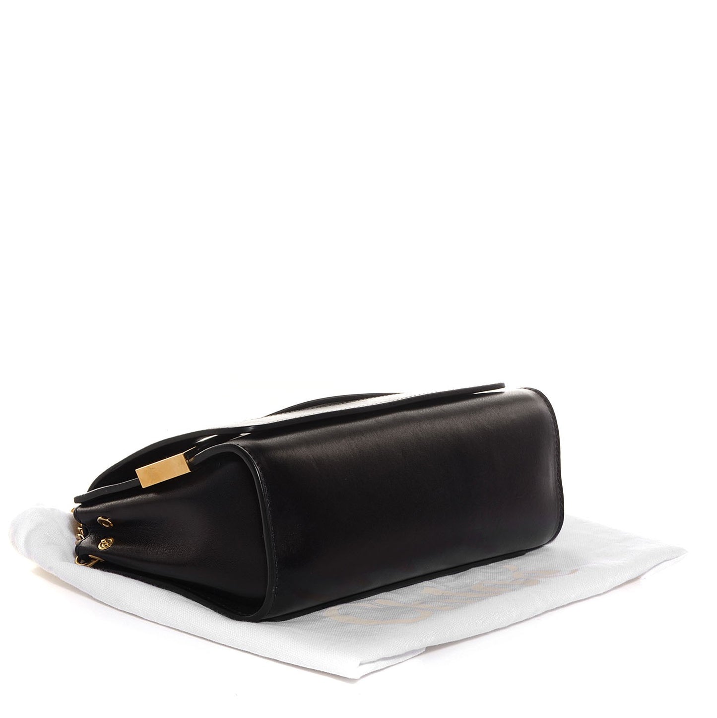 Nappa Calfskin Medium Elle Chain Clutch Black