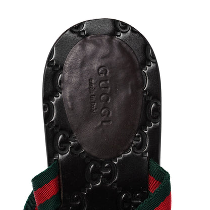 Gucci Nylon Calfskin Web GG Monogram Womens Thong Sandals 37.5 Green Red Cocoa 7 of 7