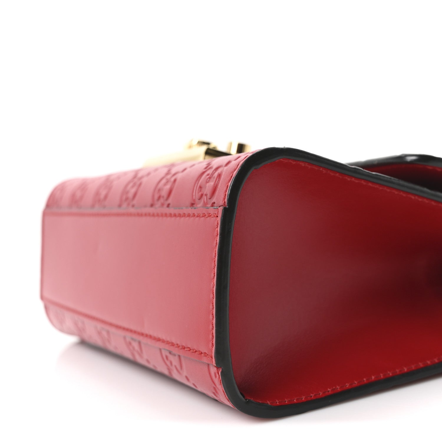 Gucci Guccissima Small Padlock Shoulder Bag Hibiscus Red 10 of 10