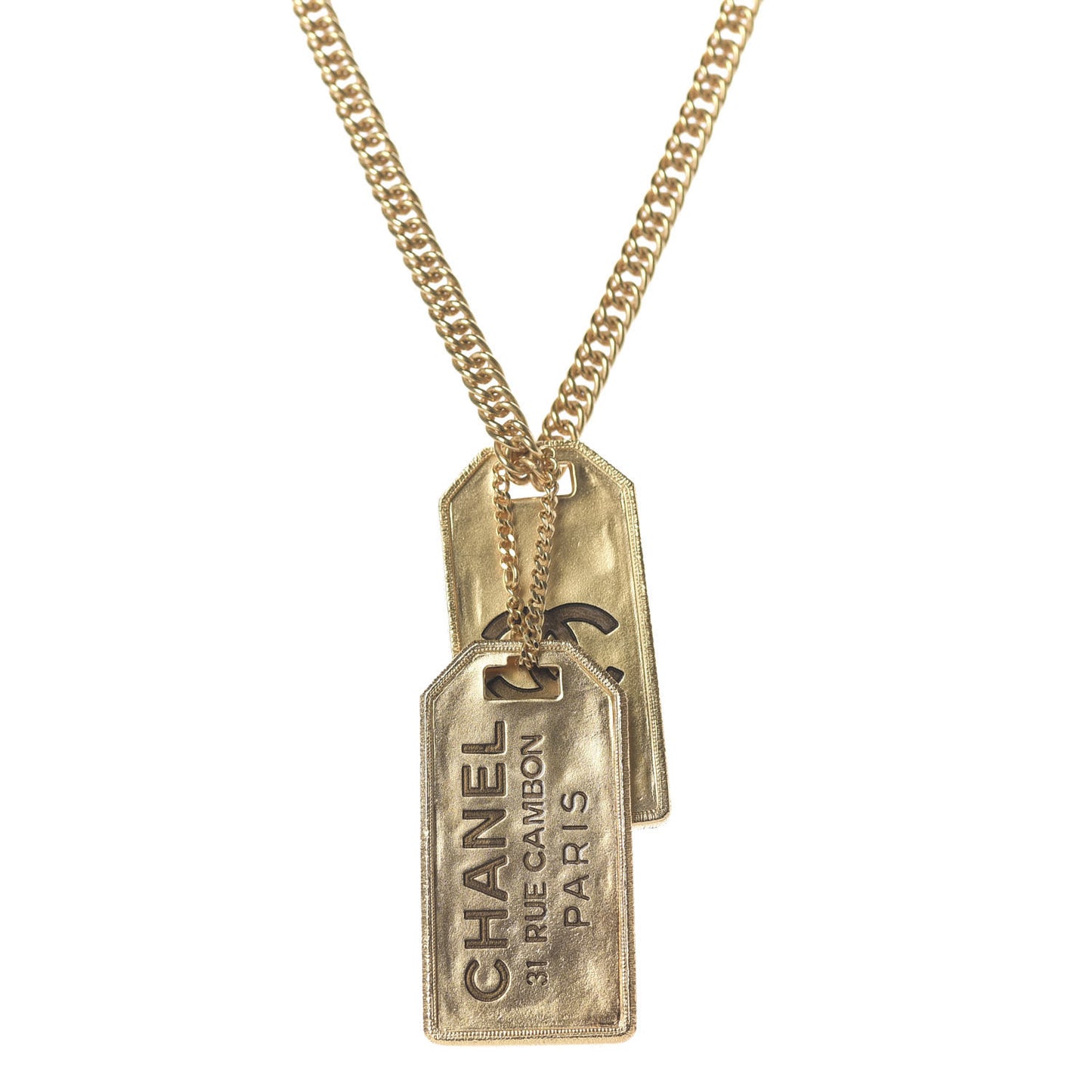 ID Dog Tag Charm Necklace Gold