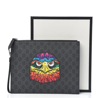 Gucci GG Supreme Monogram Rainbow Eagle Documents Holder Black Grey Multicolor 10 of 10