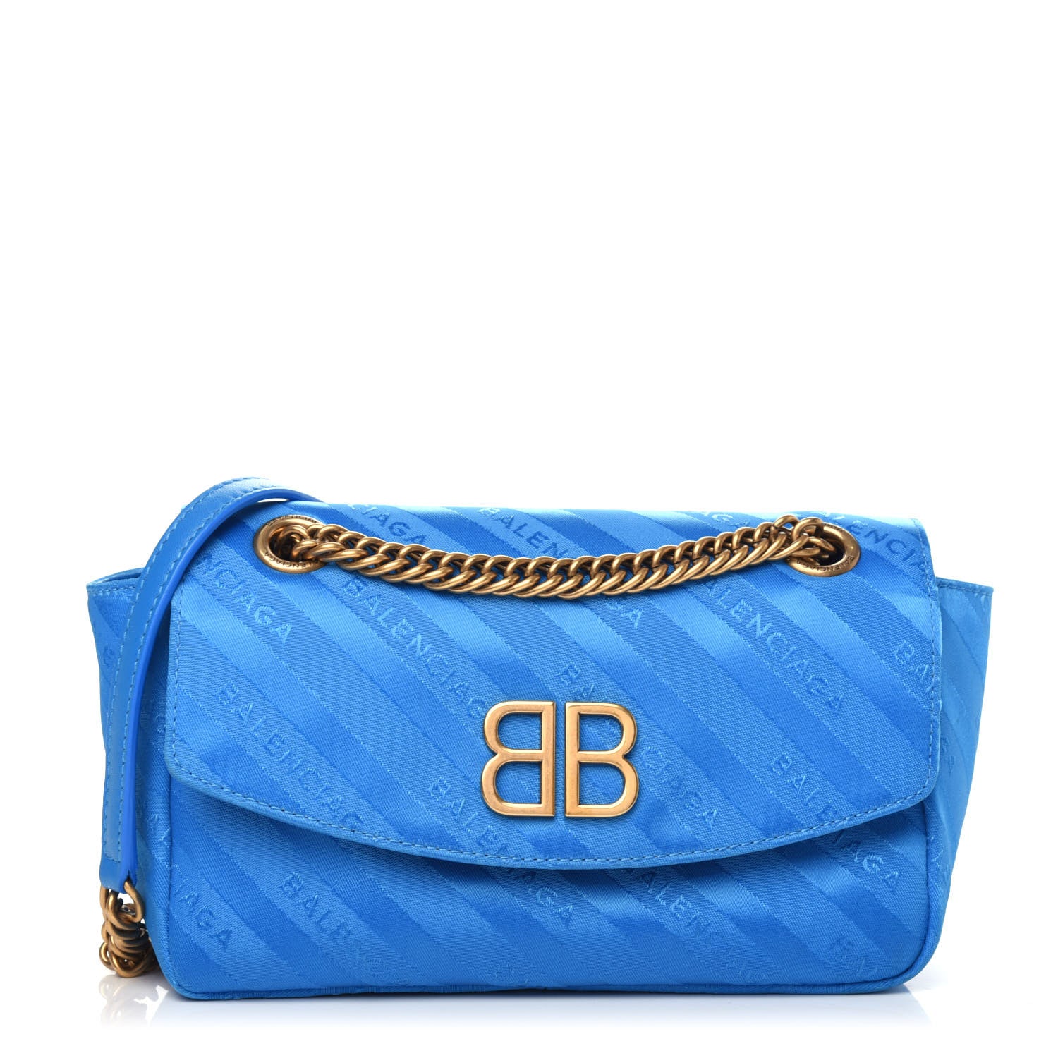 Balenciaga Nylon Jacquard Diagonal Logo S BB Round Shoulder Bag Bleu 1 of 9