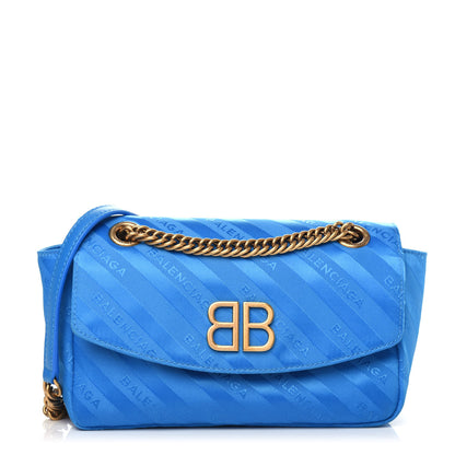 Balenciaga Nylon Jacquard Diagonal Logo S BB Round Shoulder Bag Bleu 1 of 9