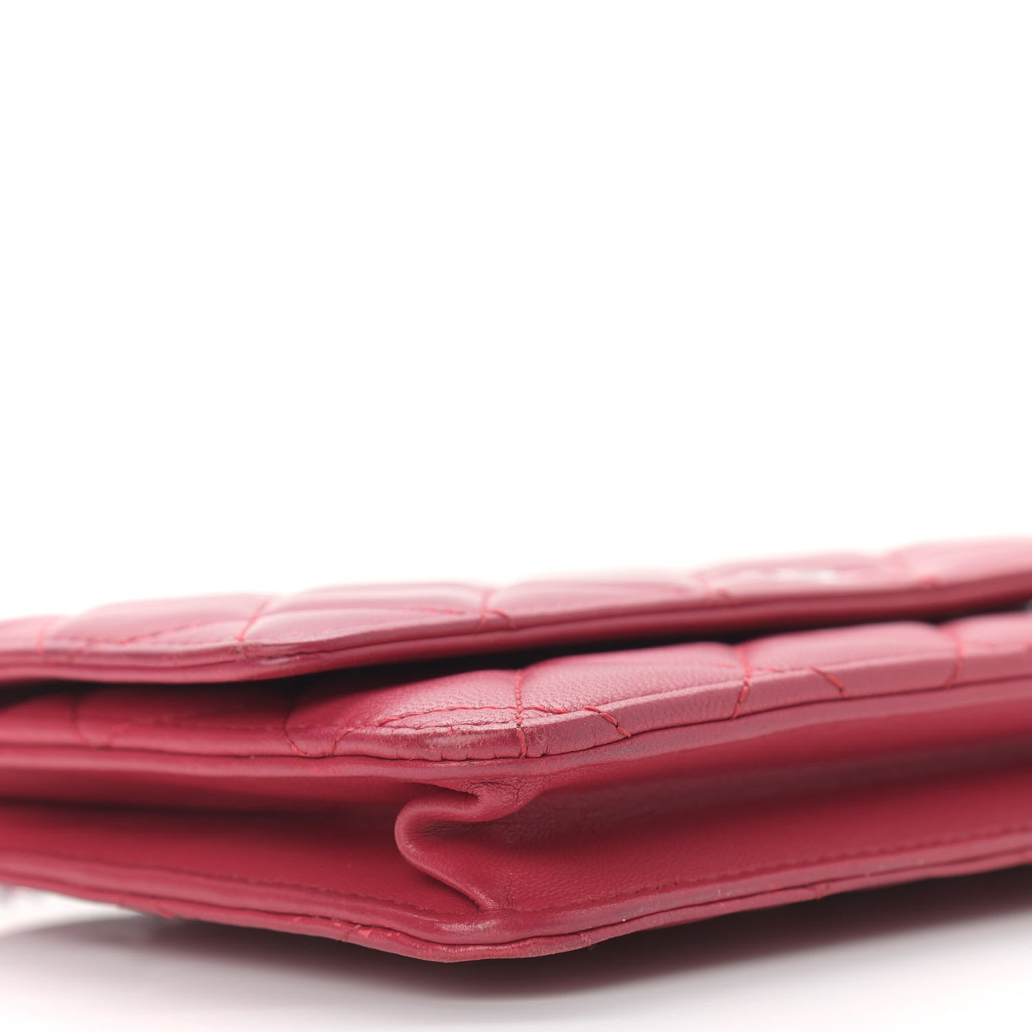 Chanel Lambskin Quilted Wallet On Chain WOC Dark Pink 9 of 14