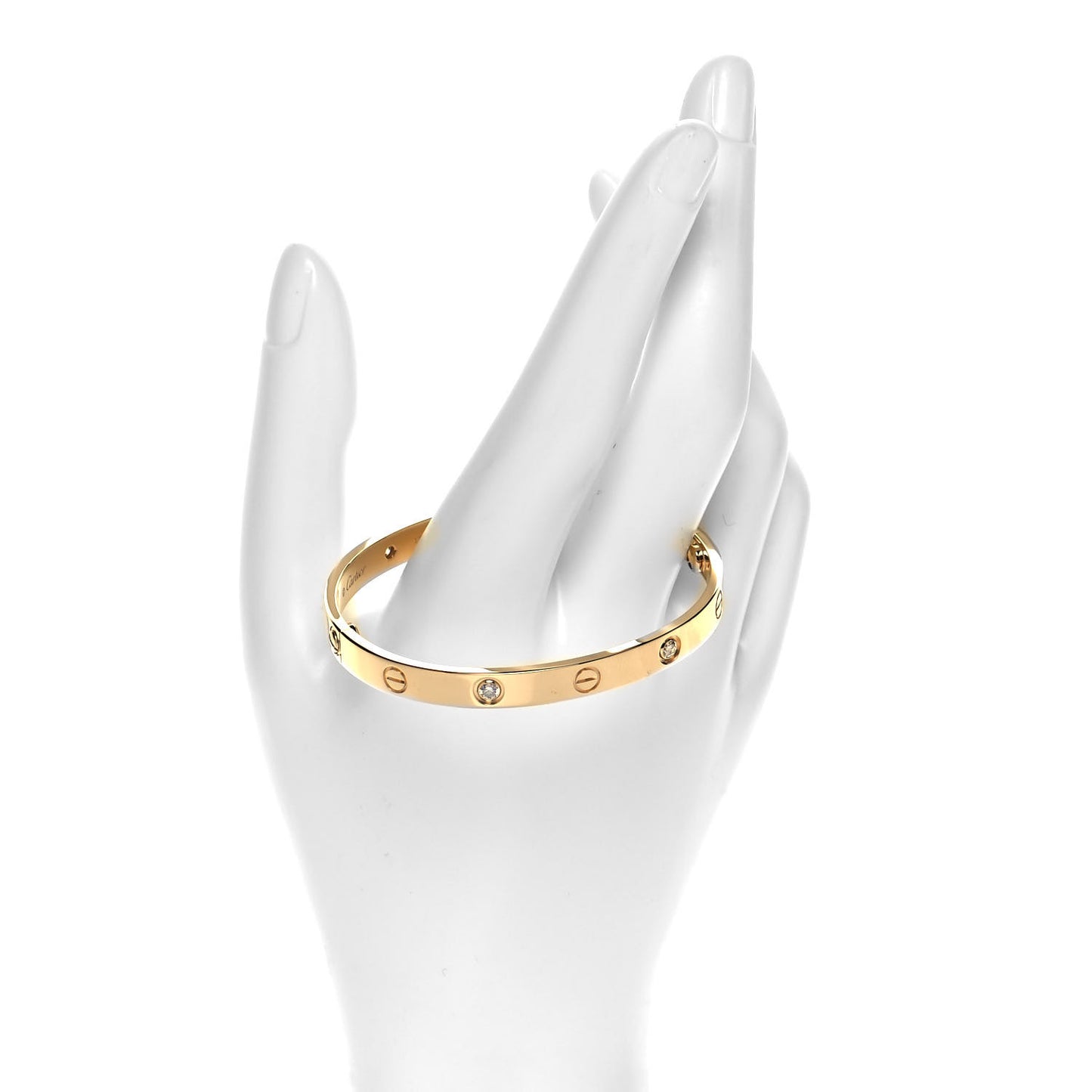 18K Yellow Gold 4 Diamond LOVE Bracelet 17