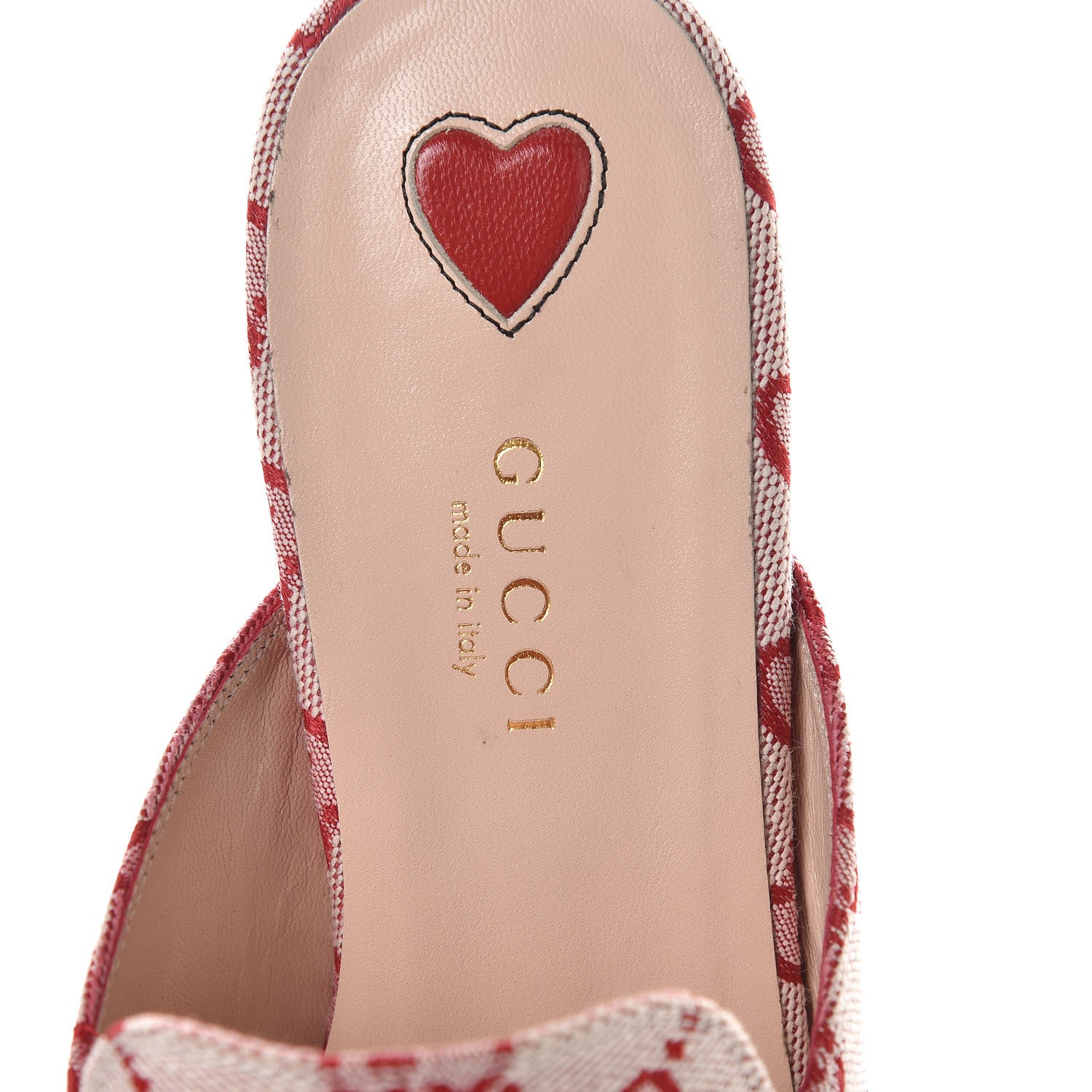 Gucci Canvas GG Monogram Horsebit Womens Princetown Slippers 36 Gardenia Hibiscus Red 5 of 8