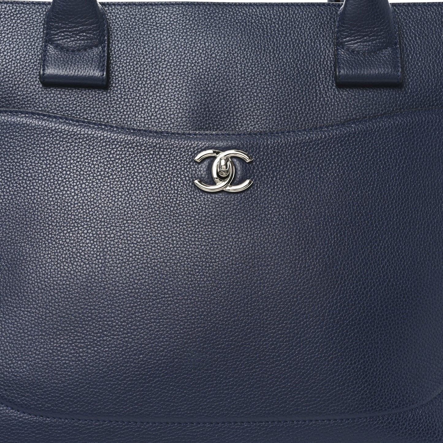 Grained Calfskin Large Neo Executive Shopper Tote Dark Blue