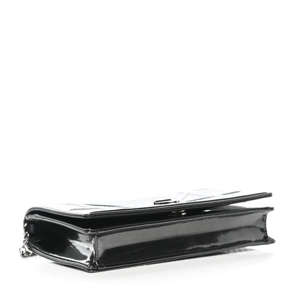 Christian Dior Metallic Patent Micro-Cannage Diorama Wallet on Chain Pouch Onyx Black 4 of 11