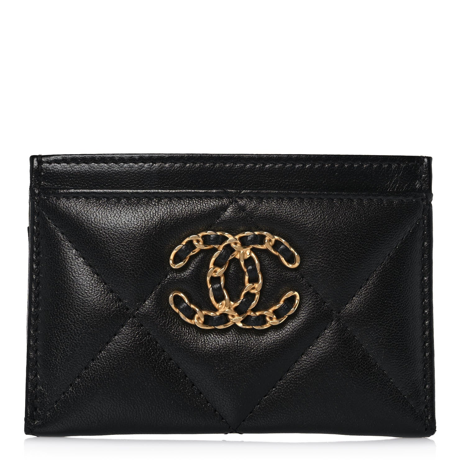 Chanel Lambskin Quilted Chanel 19 Card Holder Black 1 of 8
