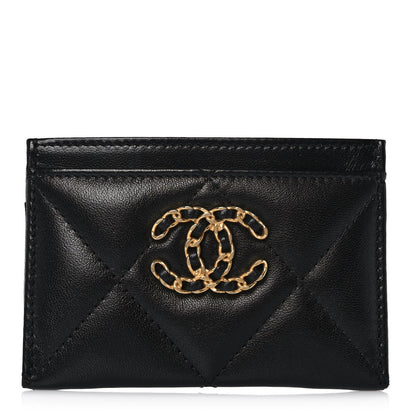 Chanel Lambskin Quilted Chanel 19 Card Holder Black 1 of 8