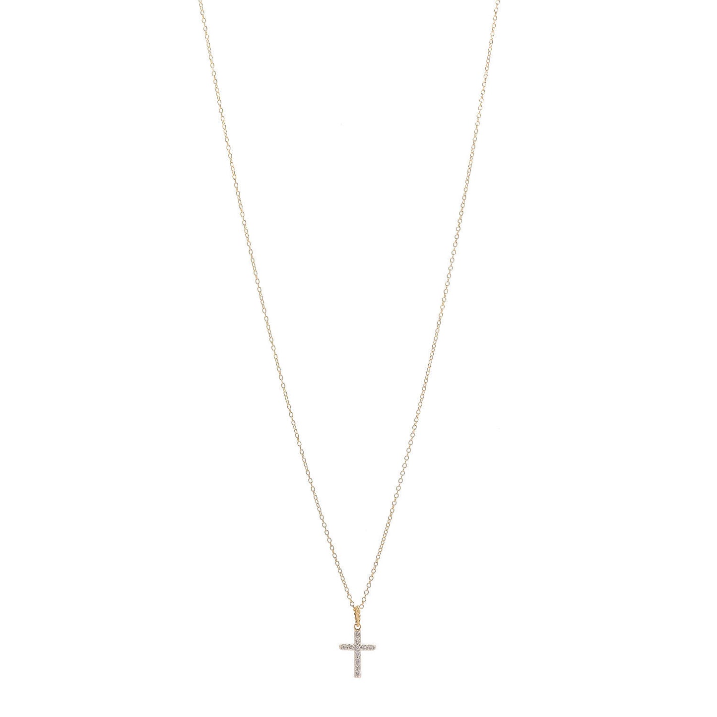 18K Yellow Gold Diamond Cable Collectibles Cross Necklace