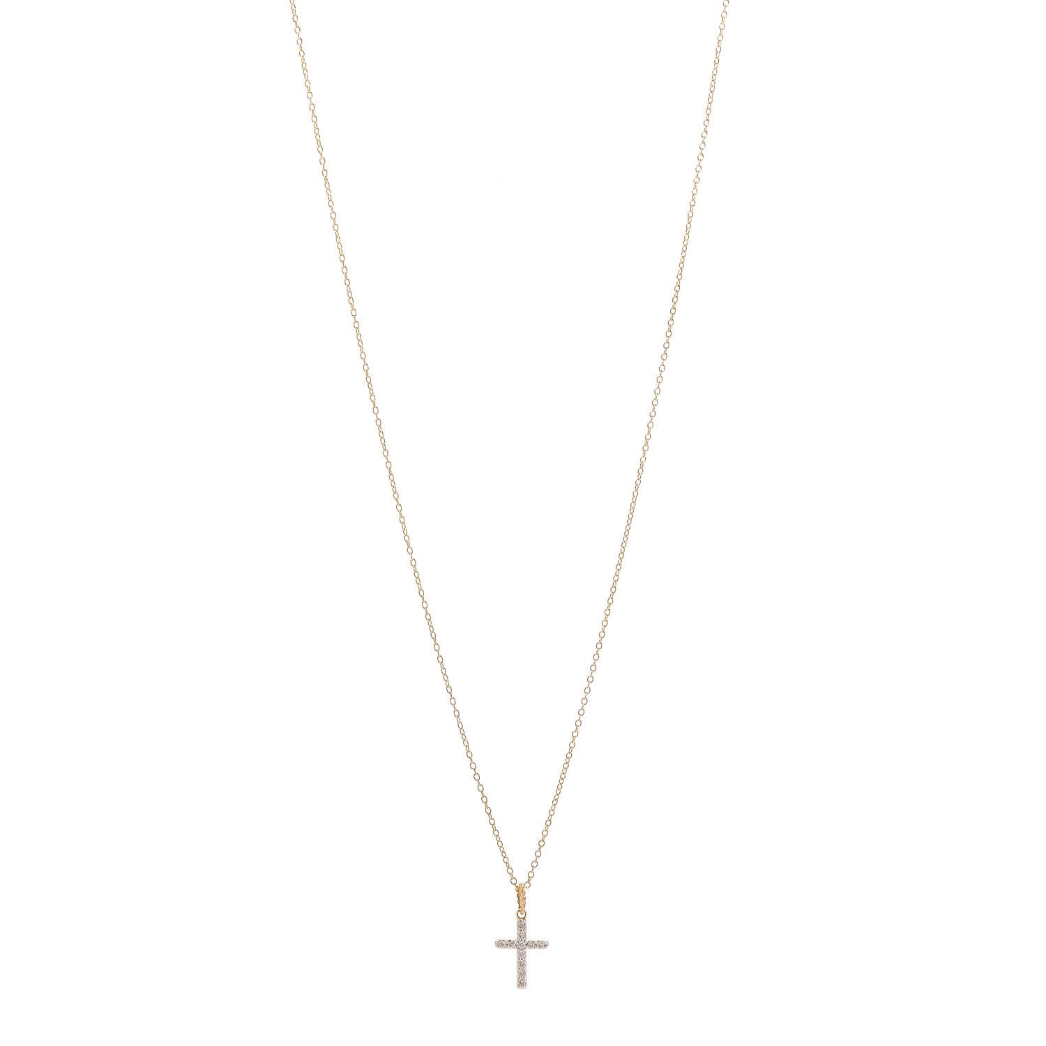 David Yurman 18K Yellow Gold Diamond Cable Collectibles Cross Necklace 1 of 5