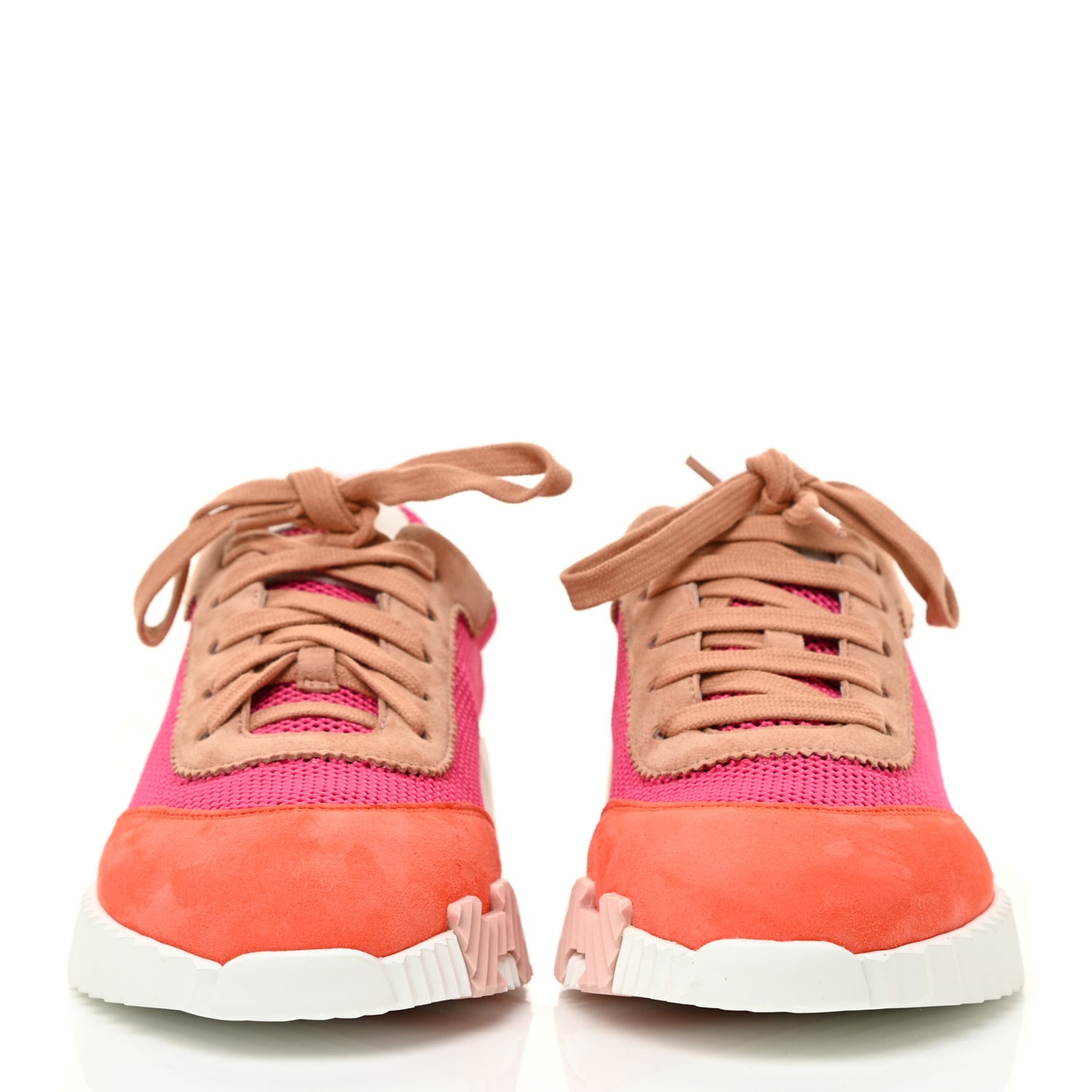 Air Mesh Suede Goatskin Bouncing Sneakers 37 Rose Multicolor