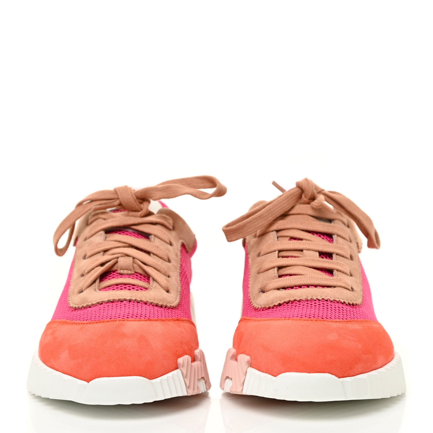 Hermes Air Mesh Suede Goatskin Bouncing Sneakers 37 Rose Multicolor 2 of 13