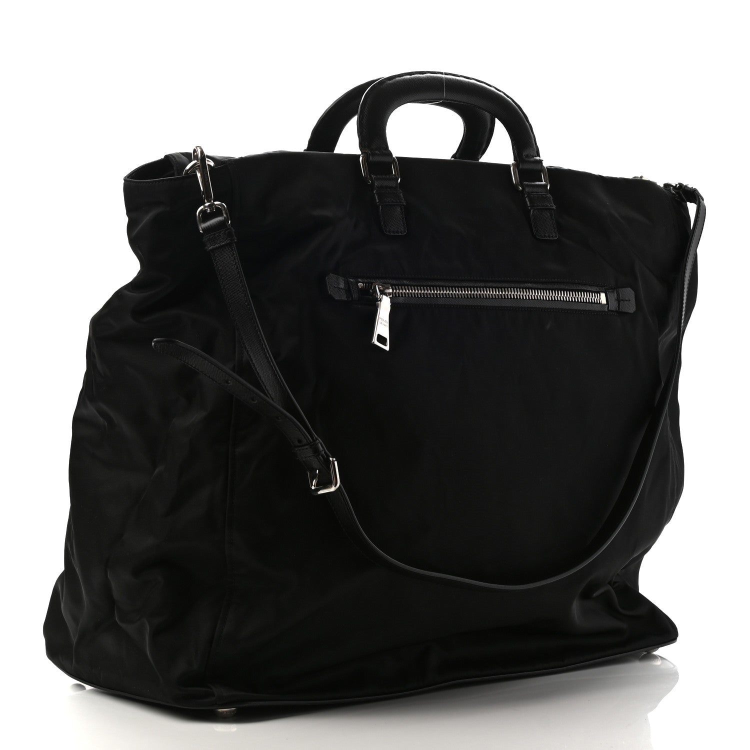 Prada Tessuto Nylon Saffiano Weekender Black 2 of 10