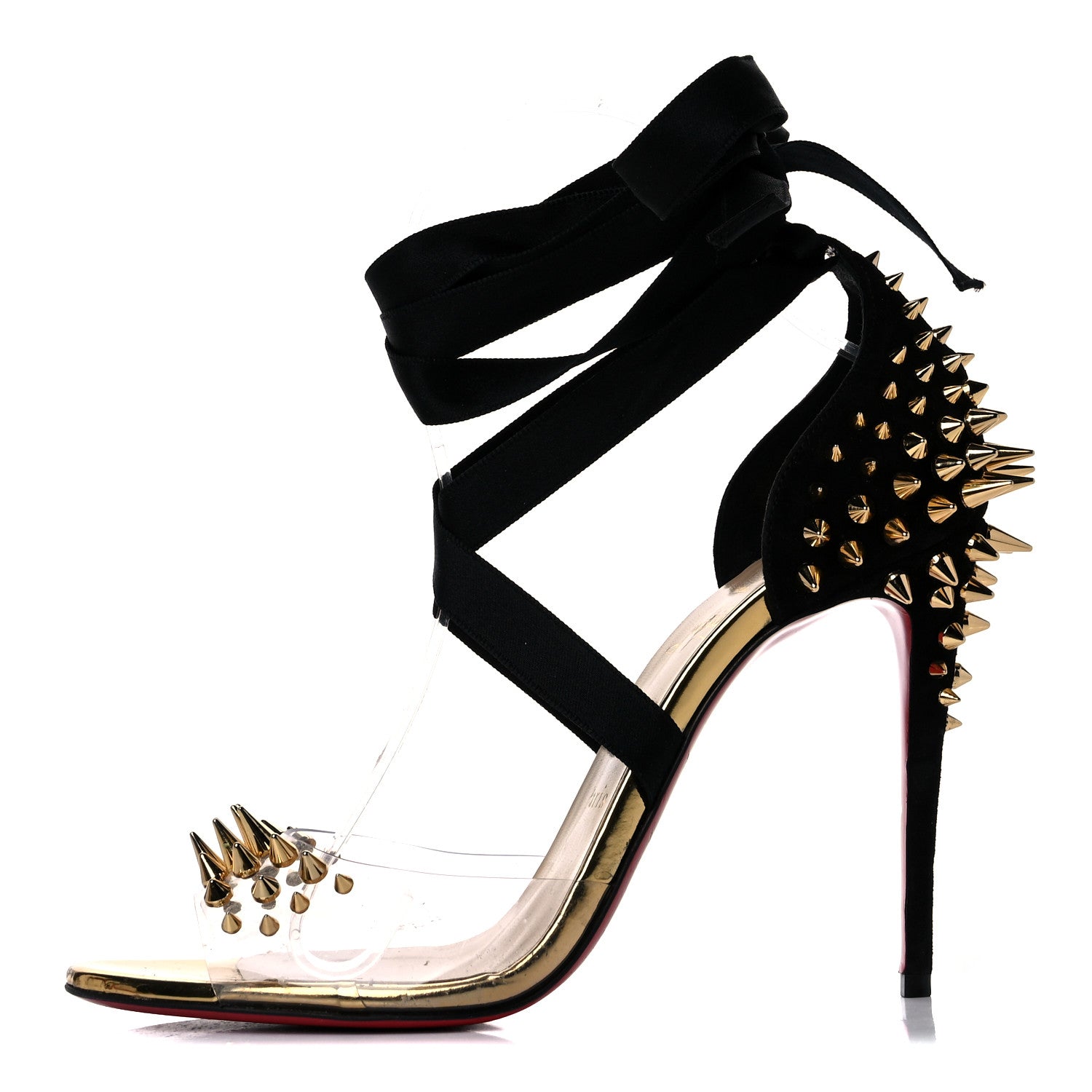 Christian Louboutin PVC Specchio Nappa Laser Barbarissima Sandals 38.5 Black 1 of 16