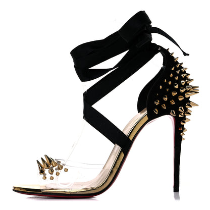 Christian Louboutin PVC Specchio Nappa Laser Barbarissima Sandals 38.5 Black 1 of 16