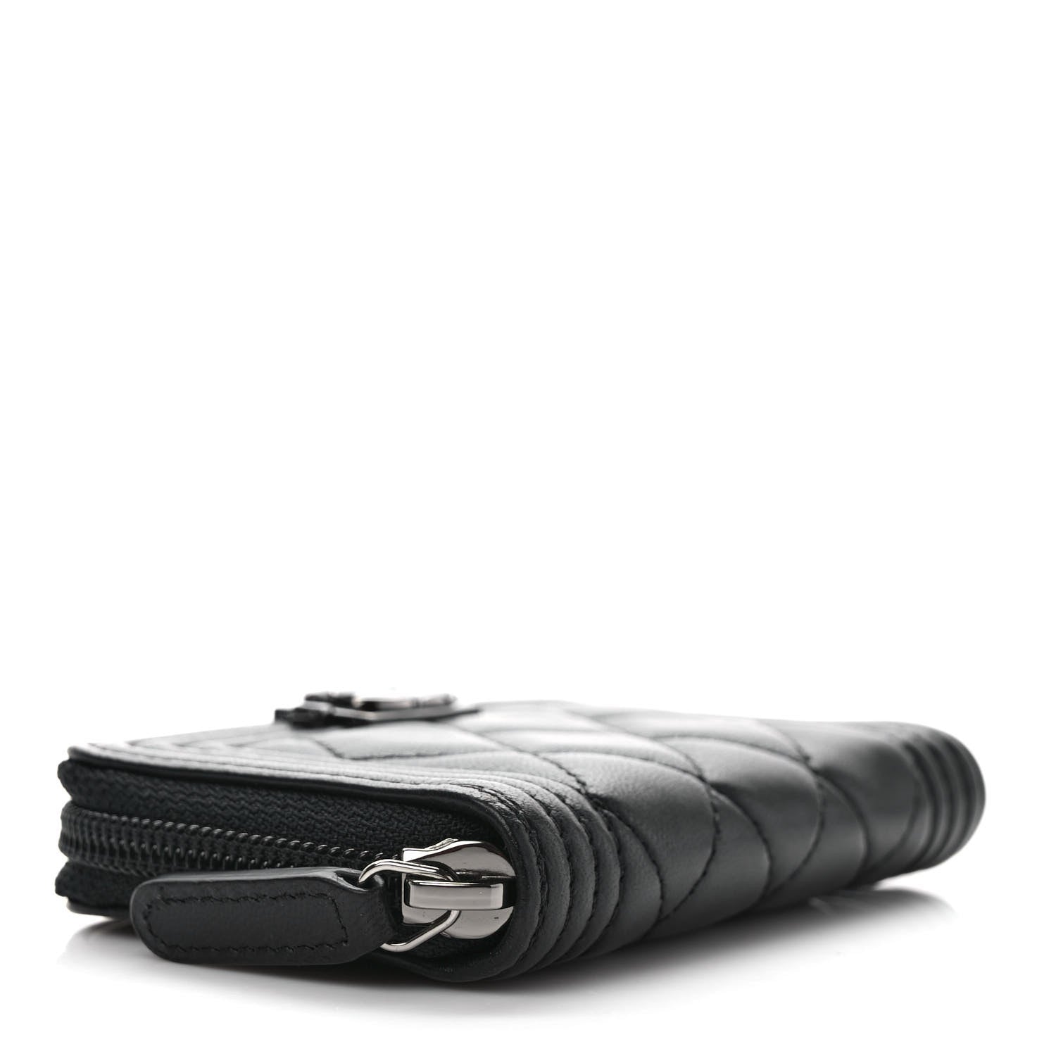 Chanel Lambskin Quilted Zip Around Boy Coin Purse Wallet Black 4 of 8