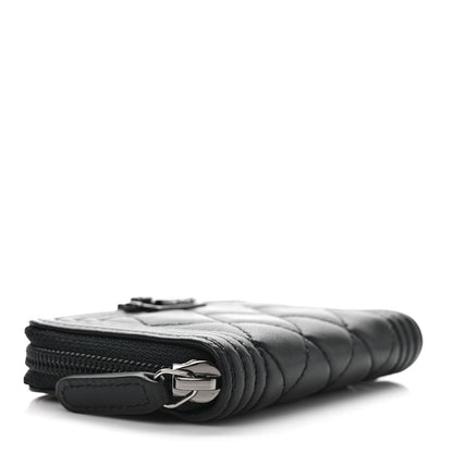 Chanel Lambskin Quilted Zip Around Boy Coin Purse Wallet Black 4 of 8