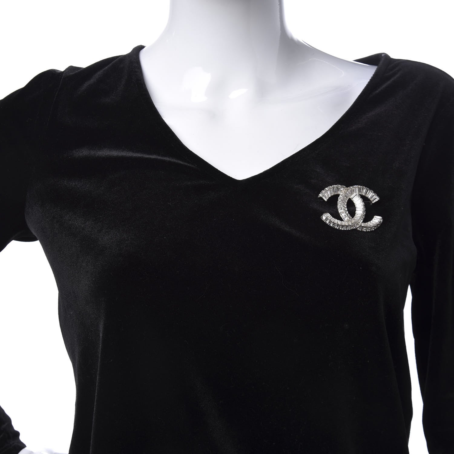 Chanel Baguette Crystal CC Brooch Silver 2 of 5