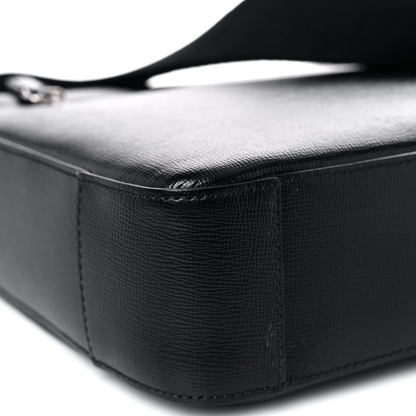 Grainy Calfskin Messenger Bag Black