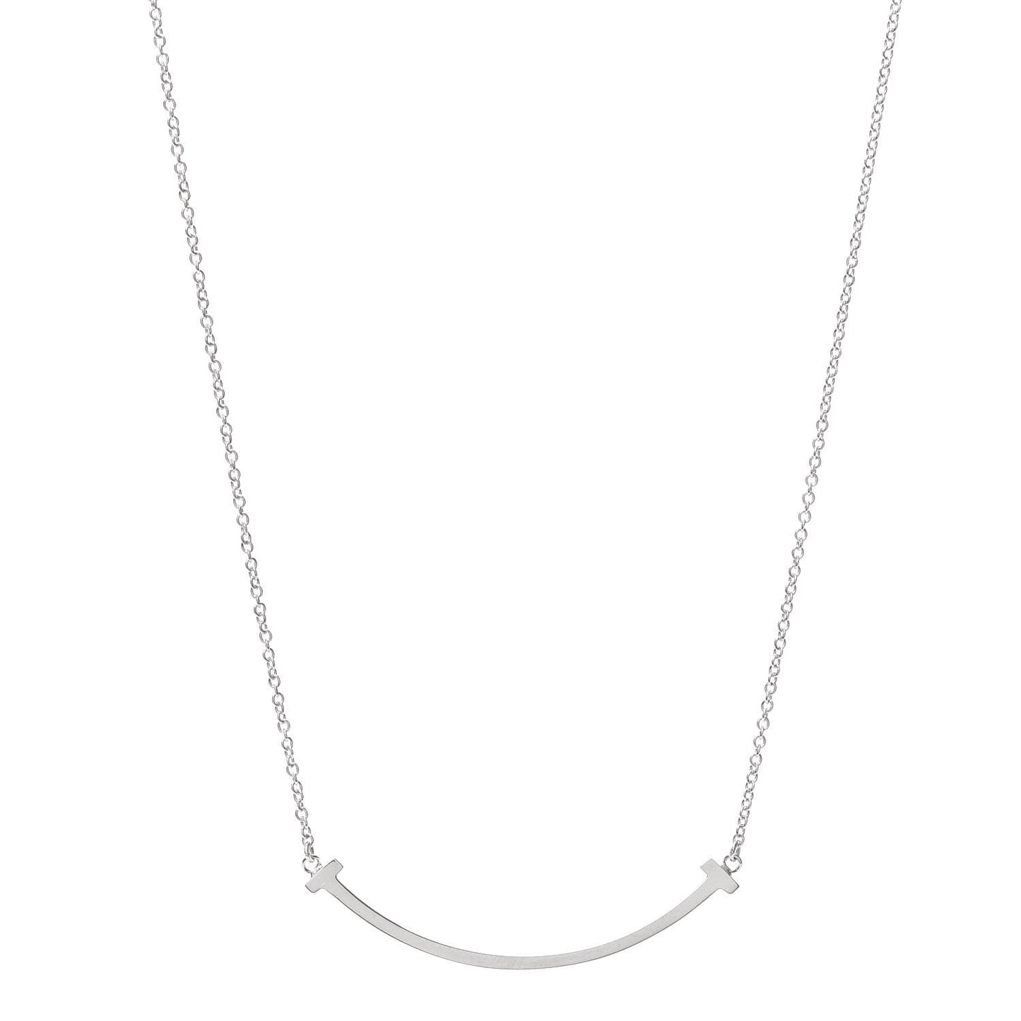 Sterling Silver Small T Smile Pendant Necklace