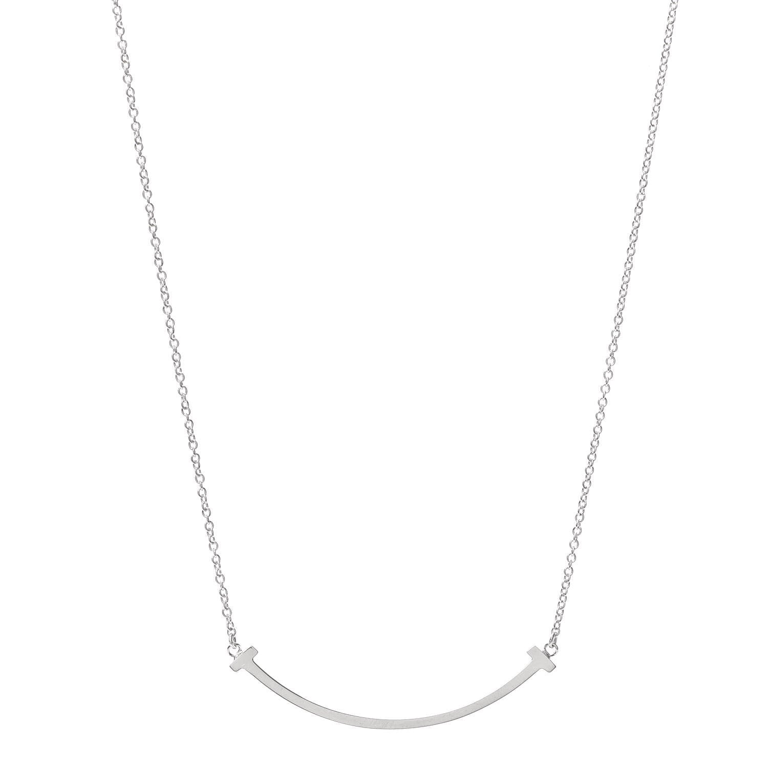 Tiffany Sterling Silver Small T Smile Pendant Necklace 1 of 5